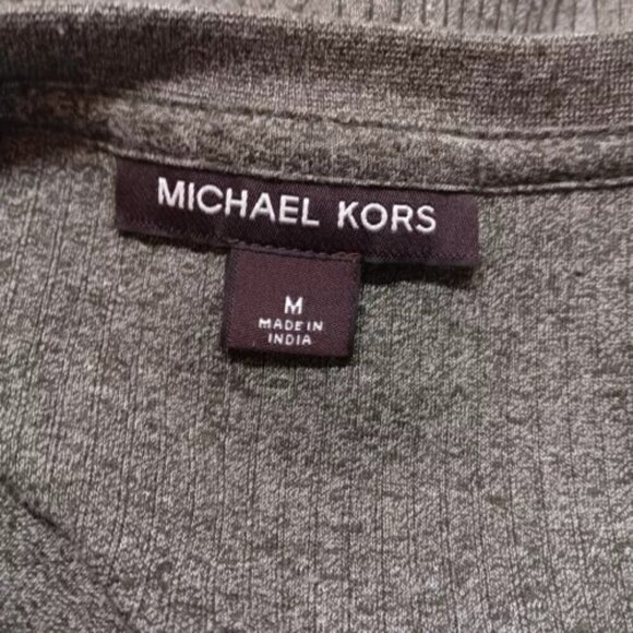 Michael Kors Men's Medium Ribbed Knit Crewneck Long Sleeve Gray Sweater GUC - Picture 8 of 8